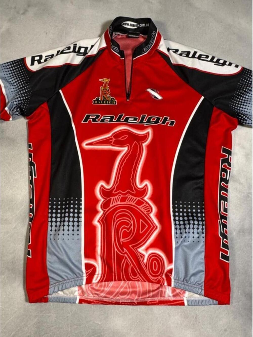 Raleigh Bicycles Suárez Cycling Jersey 3XL Red Black Y2K Made in Colombia